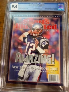 2002 Tom Brady New England Patriots First RC Sports Illustrated NO LABEL CGC 9.4 - Picture 1 of 4