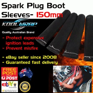 Hi Temp Insulating Spark Plug Boot Heat Shield Sleeves Black Protector Set 4 - Foto 1 di 4