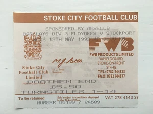 Stoke v Stockport  1991/92 - Used match ticket / stub - Division 3 Play Off - Picture 1 of 1