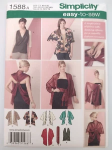 Simplicity #1588 Sewing Pattern Ladies Kimono Jacket Belt Scarf Size XS-XXL  - Picture 1 of 3