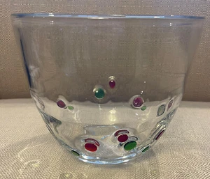 Carlo Moretti Stil Murano Stil mundgeblasene Glasschale grün rot gepunktet Vintage MCM - Bild 1 von 8