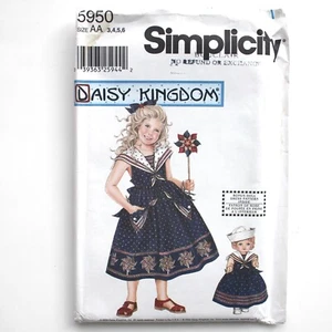SIMPLICITY 5950 VESTIDO MARGARITA REINO PATRÓN 3-6 NIÑAS Y 18" MUÑECA VESTIDO MARINERO - Imagen 1 de 3