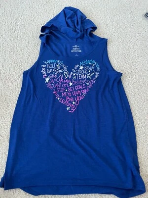 Camiseta gráfica ativa azul feminina com capuz por SO tamanho 14 - Imagem 1 de 4