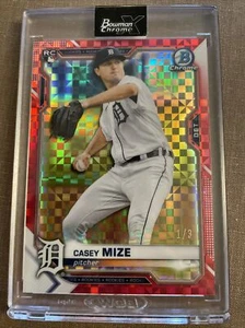 Bowman Chrome X-Fractor 2021 refractor rojo Casey Mize novato RC #1/3 SP - Imagen 1 de 2