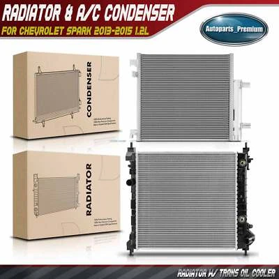 Radiator & AC Condenser w/ Drier & Bracket for Chevrolet Spark 2013-2015 L4 1.2L - Image 1 of 4