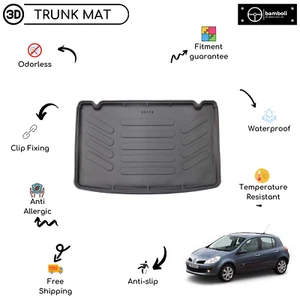 Alfombra de goma específica para vehículo revestimiento de carga del maletero para Renault Clio 3 Hb 2006 - 2013 - Imagen 1 de 9
