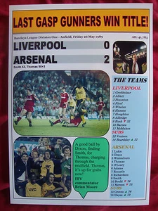 Liverpool 0 Arsenal 2 - 1989 Titelentscheider - Souvenir Print - Bild 1 von 1