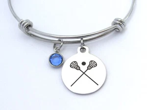 Pulsera de Lacrosse con Piedra Natal, Joyería de Lacrosse, Regalo de Cumpleaños de Lacrosse - Imagen 1 de 3