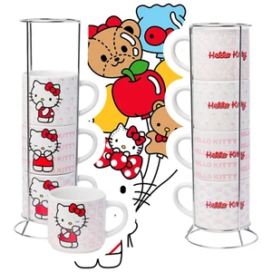Juego de 4 tazas de cerámica Sanrio Hello Kitty - apilable y seguro para microondas #KittyLove - Imagen 1 de 12