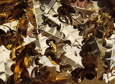 100 peças lantejoulas vintage folha de azevinho 25 mm 1" ouro metálico costura artesanato de Natal - Imagem 1 de 4