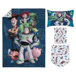 NWT !WOW! Disney TOY STORY 4 Piece Toddler Bed Set Comforter Sheets Pillow Case - Picture 1 of 7