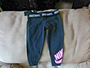 Leggings Nike Algodón Negro con Rosa Nike Swoosh Niña Talla 4 Nuevo con Etiquetas - Imagen 1 de 8