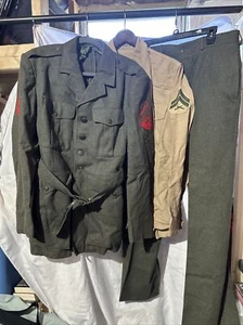 Vintage USMC 60s Vietnam Era Uniform Dress Coat, Shirt, Tie & Pants Cpl NAMED - Picture 1 of 14