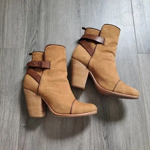 Rag Bone Boot Womens 8 Brown Leather Moto Harness Heel Festival Buckle Designer - Picture 1 of 12