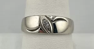 10 Karat 4,11 g Weißgold natürlicher Diamant Bandring Größe 9,5 klassisch!!! - Bild 1 von 6