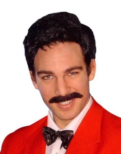 1950's Mens Wig Black Game Show Host Newsreader Fancy Dress Party Costume 80's - Picture 1 of 1