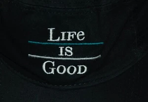 L/XL Nueva con etiquetas Life Is Good LIG Rayas Negro Cadete Gorra - Imagen 1 de 5