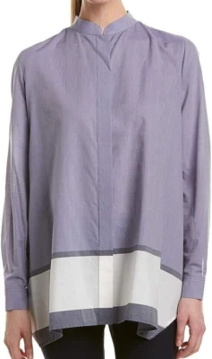 Blusa túnica para mujer Anne Klein cambray azul Eton combo -- talla L Foto 1 de 2