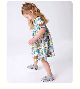 Toddler Girls Summer Dress Cartoon Printed Lapel dresses