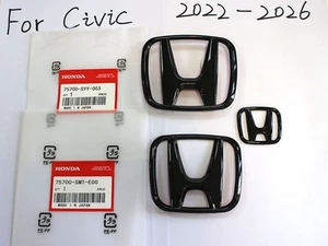Empuñadura delantera negra brillante emblema H insignia trasera para Honda Civic 11th 2022-2024 - Imagen 1 de 8