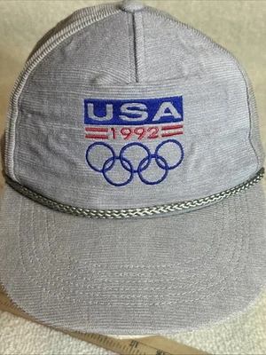EE. UU. 1992 Barcelona Juegos Olímpicos Cuerda Pana Sombrero Gorra-Gris-Leer Foto 1 de 4