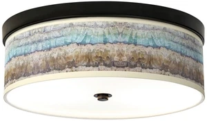 Giclee Gallery Marble Jewel Pattern 14" Wide Bronze LED Ceiling Light - Picture 1 of 1