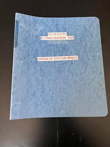 Origin of Station Names G.H. & S.A. Railway El Paso Division 1926 Facsimile Copy - Picture 1 of 4