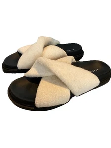 Anthropologie Maeve Damengröße 8 cremefarben Frottee überkreuzte Pantoletten Sandalen - Bild 1 von 7