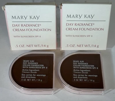 2x MARY KAY DAY RADIANCE CREME FOUNDATION MAHOGANY BRONZE D-SHAPE 6312 NEW NOS - Image 1 of 3