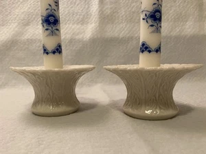 Set di 2 candelabri vintage Lenox avorio motivo foglie bosco, made in USA - Foto 1 di 9