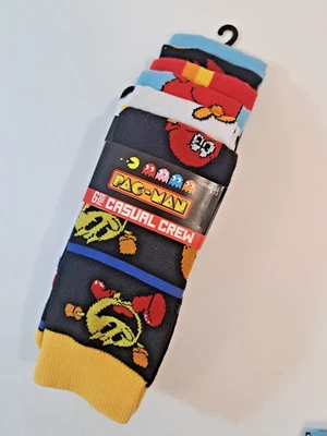 PAC-MAN Socks Men's Casual Crew Socks 6 Pairs Mens Size 8-12 Bioworld NEW - Image 1 of 3