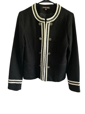 Chaqueta Blazer para Mujer Adrienne Vittadini Talla 6 Botones Dorados Negra y Marfil Foto 1 de 4