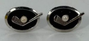 Bracciale vintage a tema golf tono argento finte perle fondo di magazzino - Foto 1 di 5