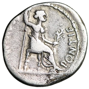 Tiberio AR Denario "Mujer en Trono" Bueno Fino - Imagen 1 de 5