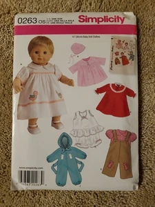 Sewing Pattern Simplicity 0263 / 1708 Clothes for 15" Baby Doll Factory Fold - Picture 1 of 3