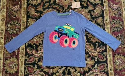 NUEVO CON ETIQUETAS Mini Boden Niños Manga Larga Bouclé Camiseta Denim Marl Monster Truck 5/6 Nuevo con Etiquetas Foto 1 de 4