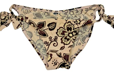 Parte inferior de bikini con corbata lateral beige marrón cottagecore natación mediana resort playa vacaciones Foto 1 de 3