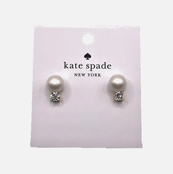 Pendientes Kate Spade Imitación Perla Poste Pendientes Chapados en Oro 18K Joyería NUEVO Foto 1 de 4