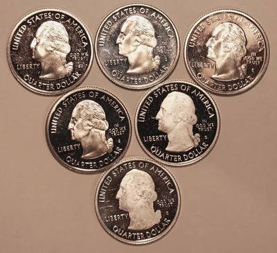(6) 90% Silver Proof Statehood Quarters - #6387Q - Dates in Description - Image 1 of 2