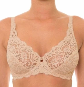 Triumph Amourette Bra 300 W Biscuit Size 42C Underwired Full Cup Lace 10166797 - Picture 1 of 12