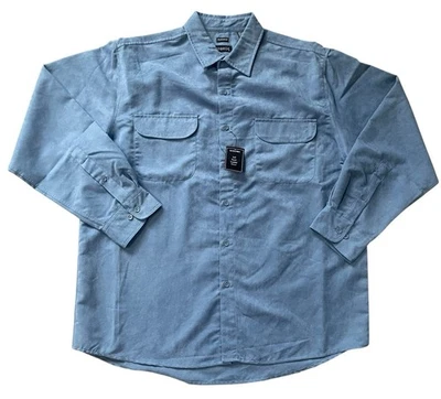 George Sueded Shirt Mens L 42/44 Blue Long Sleeve Button Up Soft NWT - Image 1 of 4