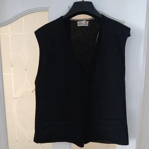 Vintage Mens 1940s/50s Black Woolen Waistcoat - Picture 1 of 10