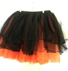 Halloween Orange & Black Tulle Layered Tutu Skirt - One Size Fits All - NEW - Picture 1 of 2