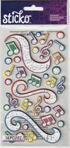 NEW! Sticko COLORFUL MUSIC notes 3-D stickers 97955 Fast FREE ship! LAST ONE! - Picture 1 of 1