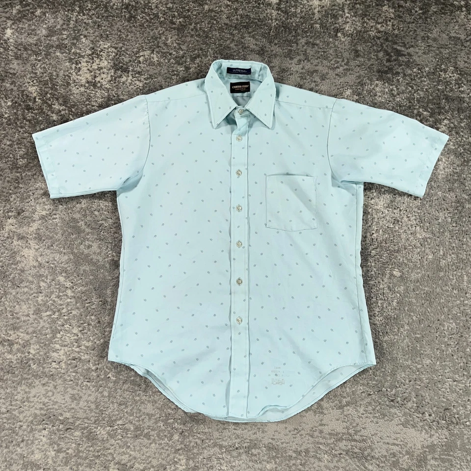 Винтажная мужская футболка Ashton Hall большая синяя геометрическая Atomic 60-е 70-е сделано в США тонкая - Изображение 1 из 4