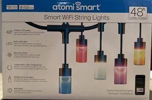 Atomi Smart 48" Smart Wifi Color String Lights with 24 RGB Globe Bulbs. OPEN BOX - Picture 1 of 7