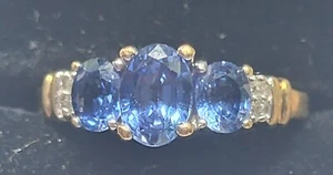 Ring 10 Karat Gelbgold Tansanit und Diamant - Bild 1 von 7