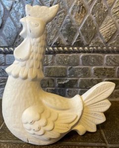 "Granja de cerámica vintage de mediados de siglo pintada/envejecida/encerada con tiza gallo 7""" - Imagen 1 de 5