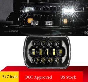 DOT Approved 5x7" LED Headlight Halo Hi-Low Beam For Jeep Wrangler YJ 1987- 1995 - Picture 1 of 10
