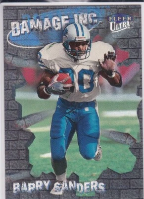 Tarjeta de fútbol americano Barry Sanders Detroit Lions 1999 Fleer Ultra Dam Inc. Insertar LE Foto 1 de 2